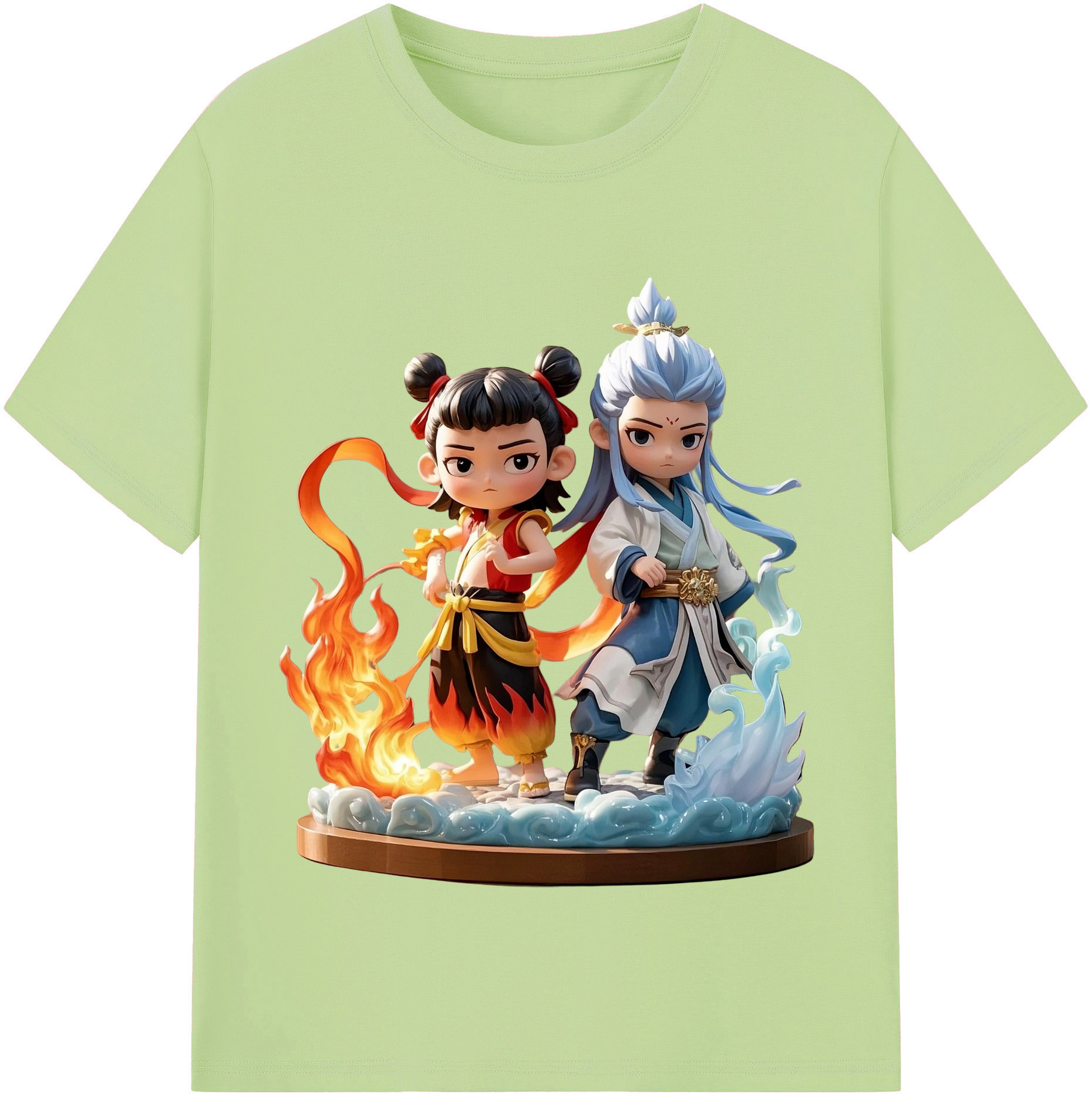 （画像用） Ne Zha 2 ナタ 魔童の大暴れ 綿100％半袖Tシャツ（フロントプリント）